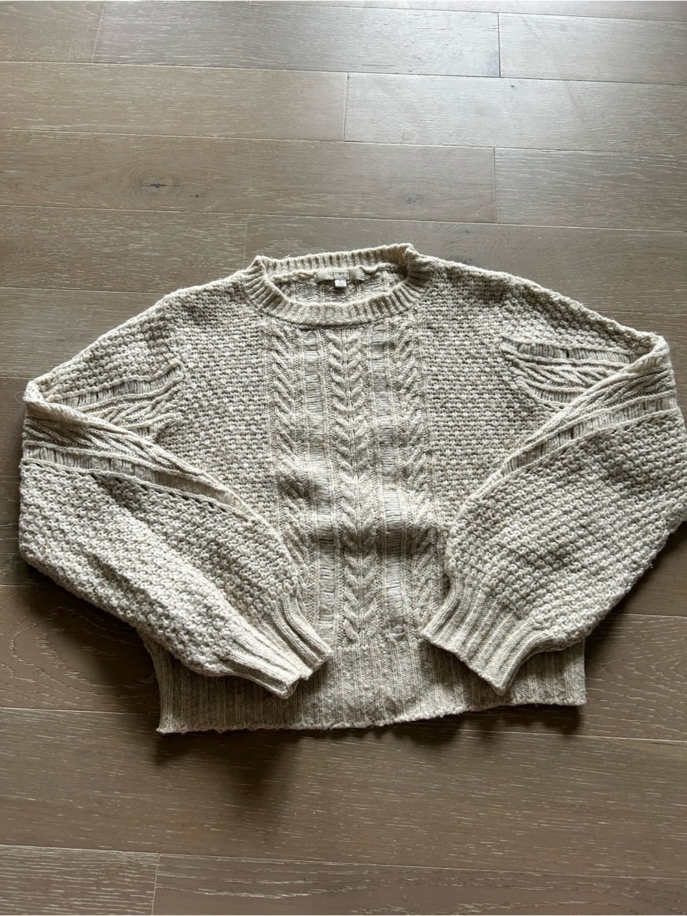 flat white Cozy Knit Crewneck Sweater in Cream